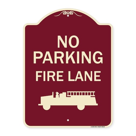 Signmission Designer Series-No Parking Fire Lane, Burgungy Heavy-Gauge Aluminum, 24" x 18", BU-1824-9824 A-DES-BU-1824-9824